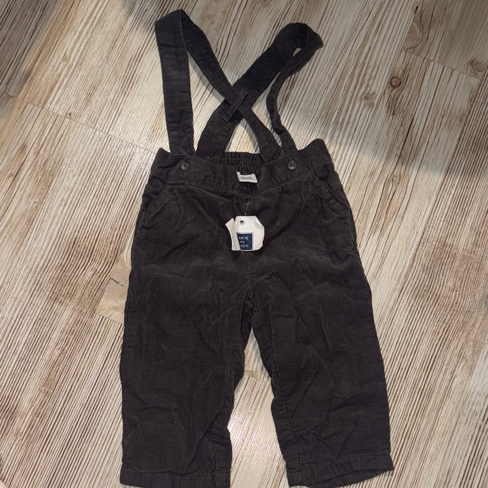 Janie and Jack Dark grey Corduroy Overalls